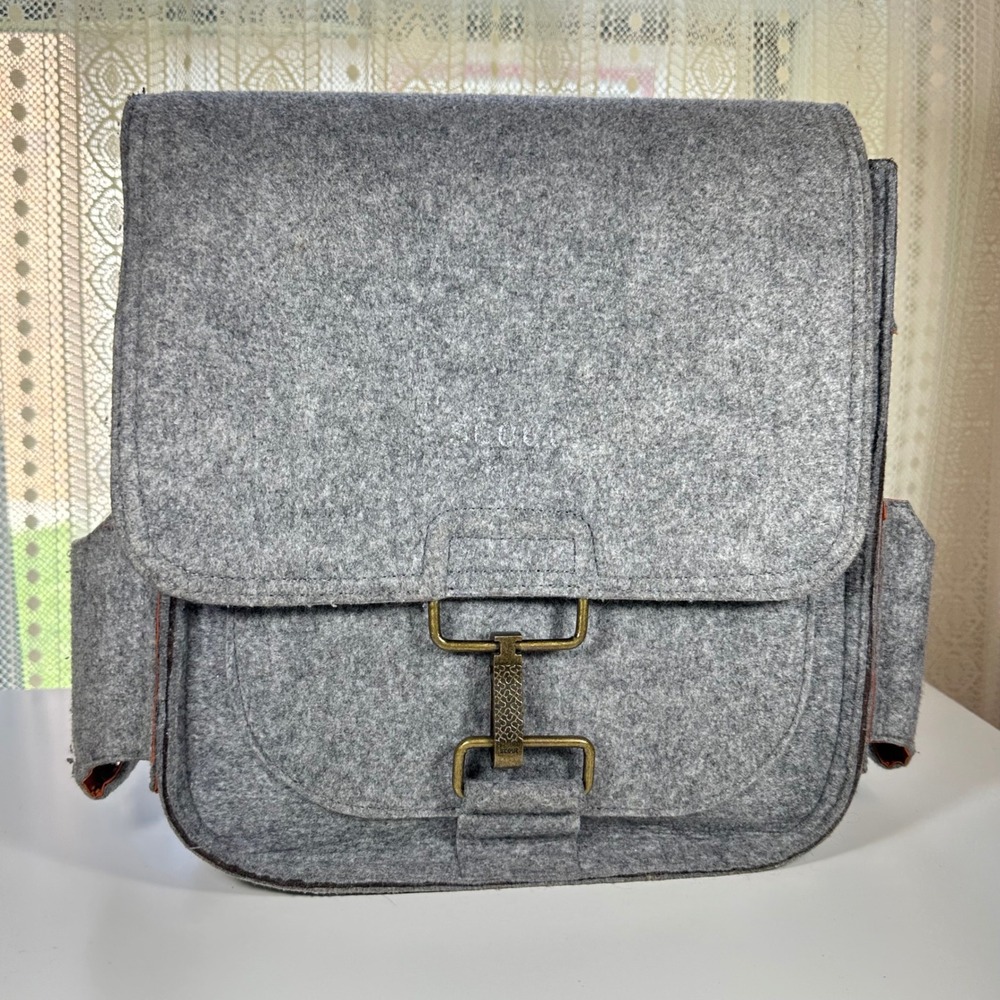 SCOUT Felt Crossbody diaper Bag Buckle‎ Flap Grey Orange Interior changing pad - Picture 2 of 13